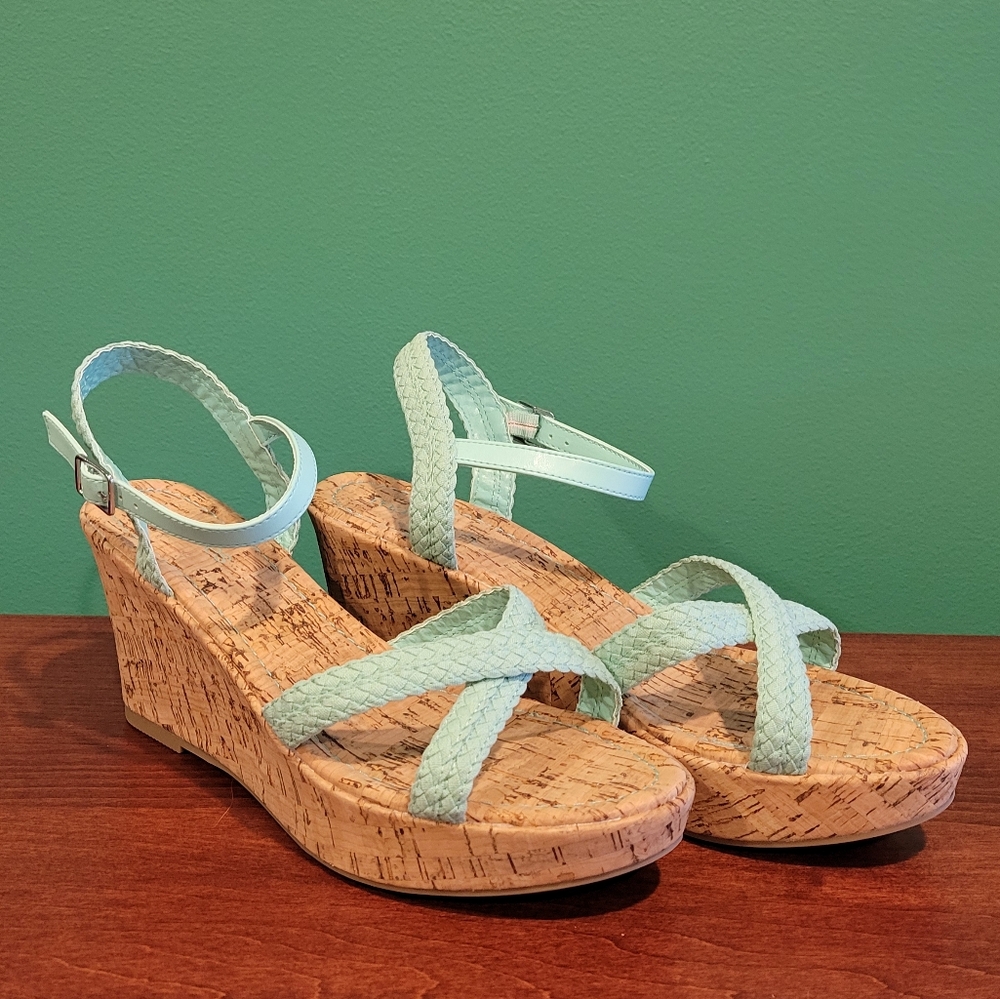 Mint Green Wedge Sandals
